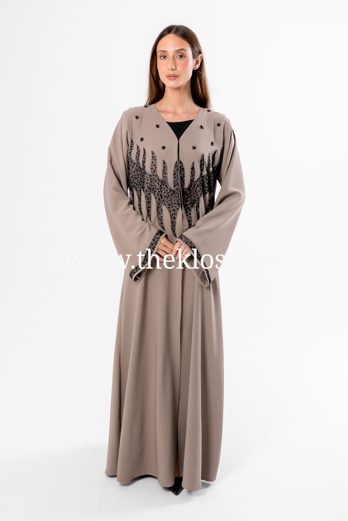 Abaya With Beaded Embroidered Design