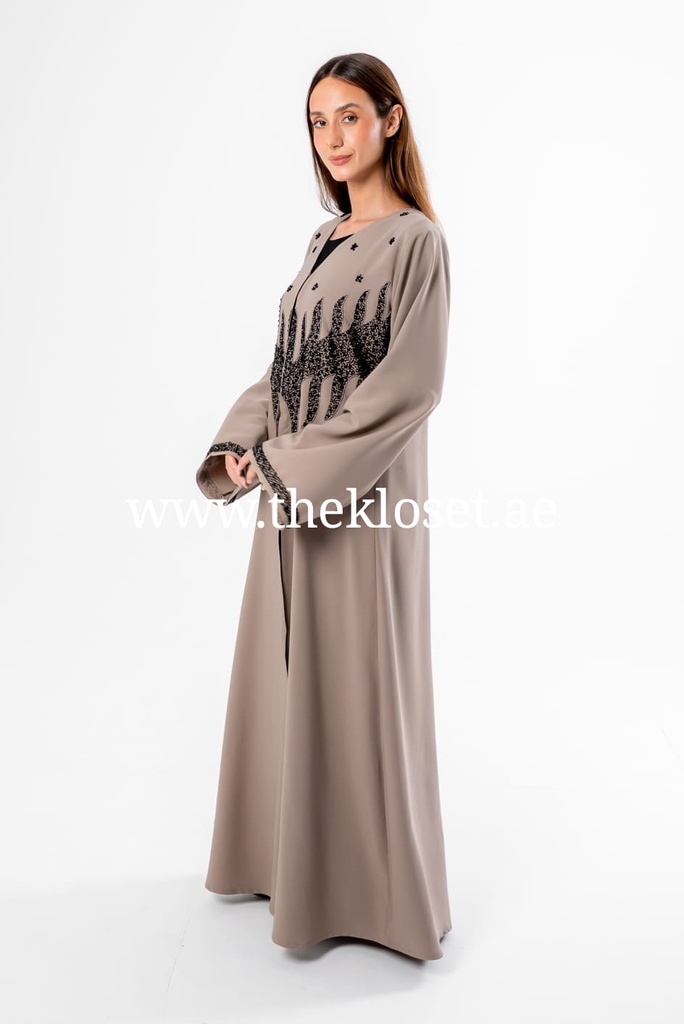 Abaya With Beaded Embroidered Design