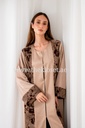 Brown silky velvet print Abaya