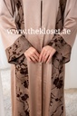 Brown silky velvet print Abaya