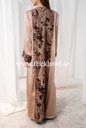 Brown silky velvet print Abaya