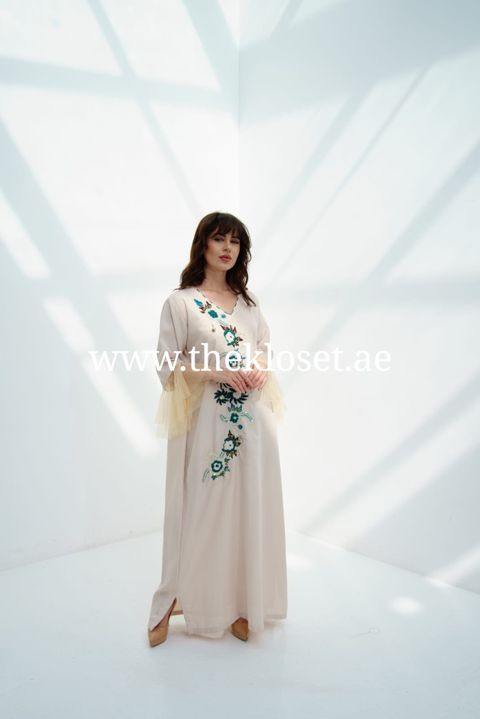 Long Dress Decorated With Delicate Embroidery