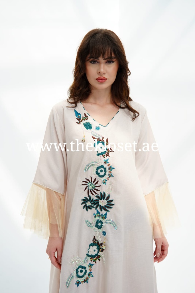 Long Dress Decorated With Delicate Embroidery