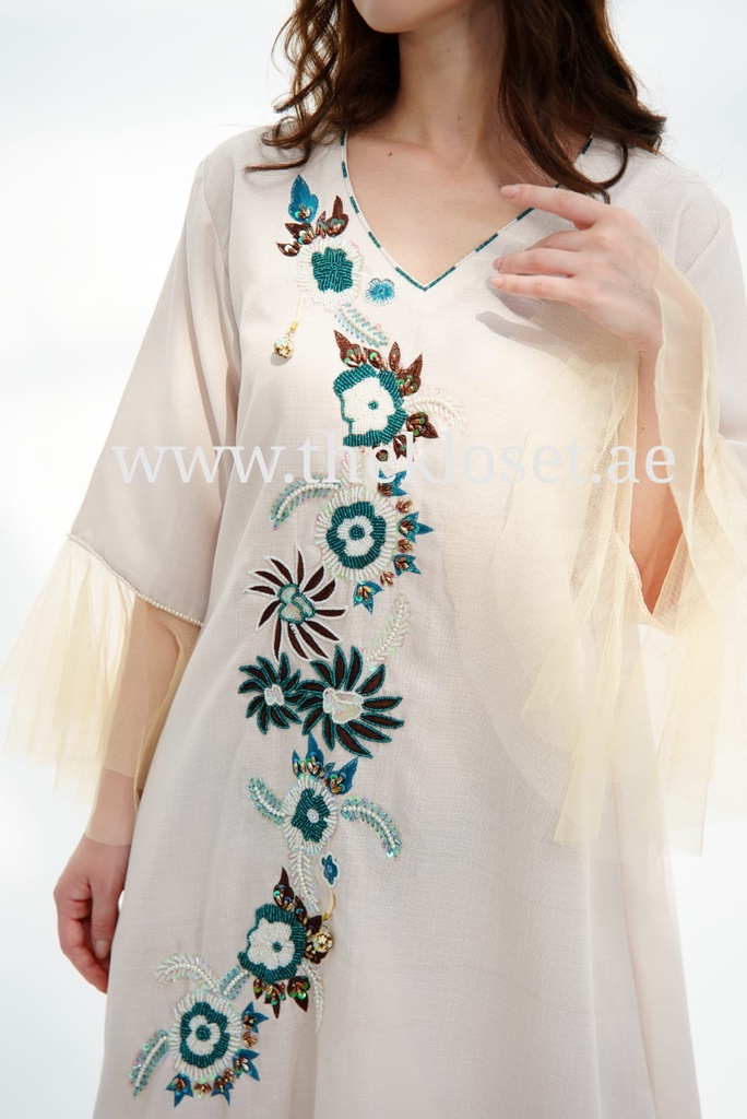Long Dress Decorated With Delicate Embroidery