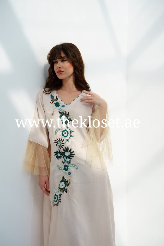 Long Dress Decorated With Delicate Embroidery