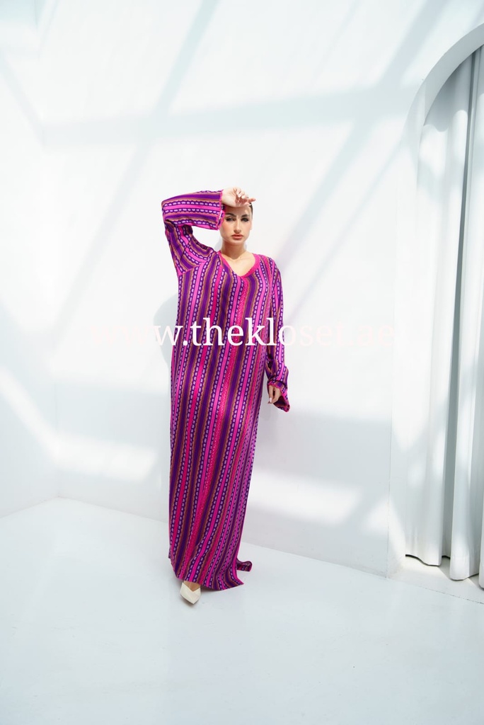 Stripe Simple Jalabiya Dress 