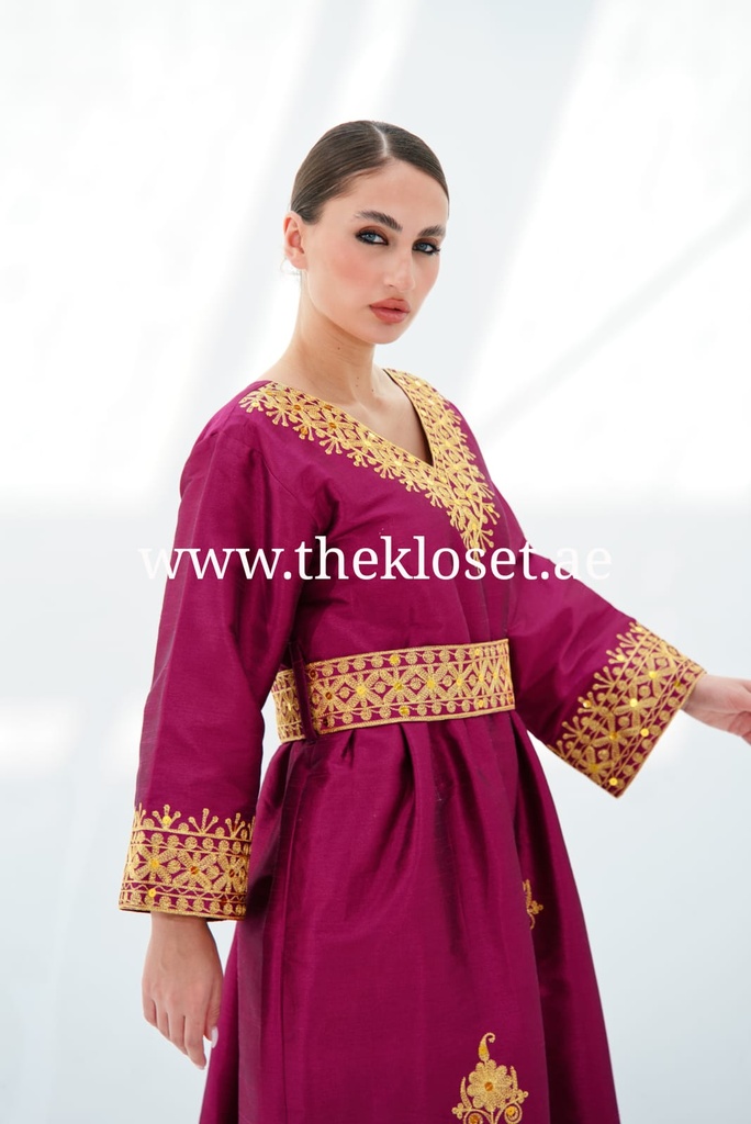 Chic Violet Embroidered Dress