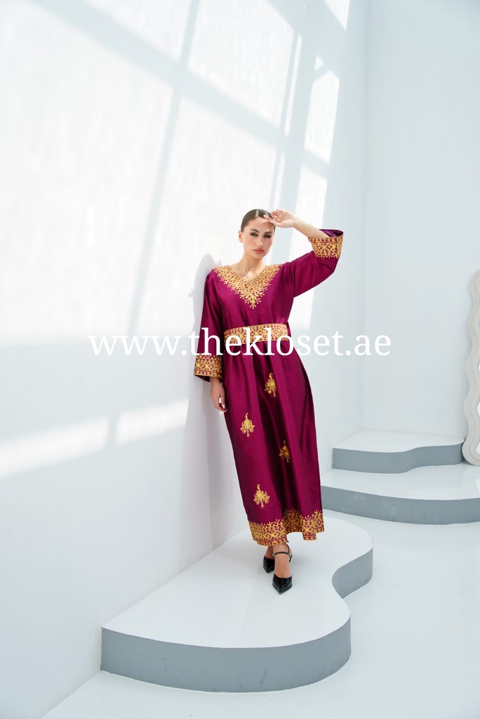 Chic Violet Embroidered Dress