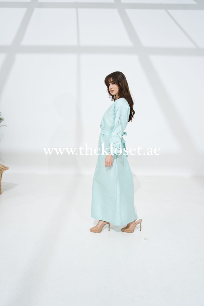 Long Blue Beaded Dress