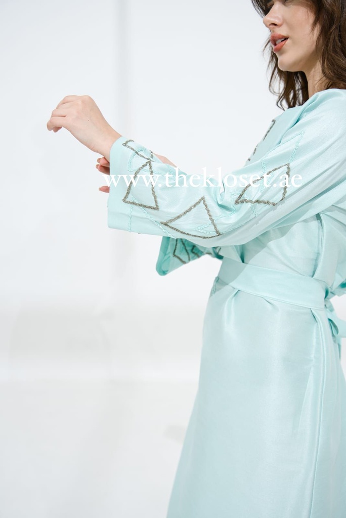 Long Blue Beaded Dress