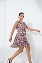 Floral Print Sleeveless Cute Midi Dress In Purple