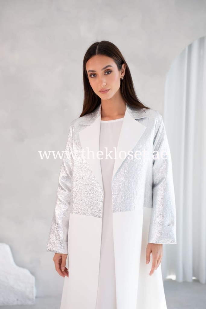 Elegant In Silver And White Abaya