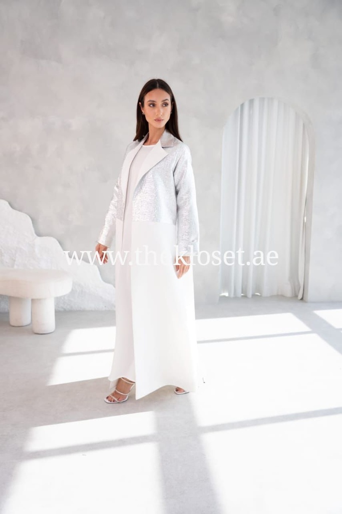Elegant In Silver And White Abaya