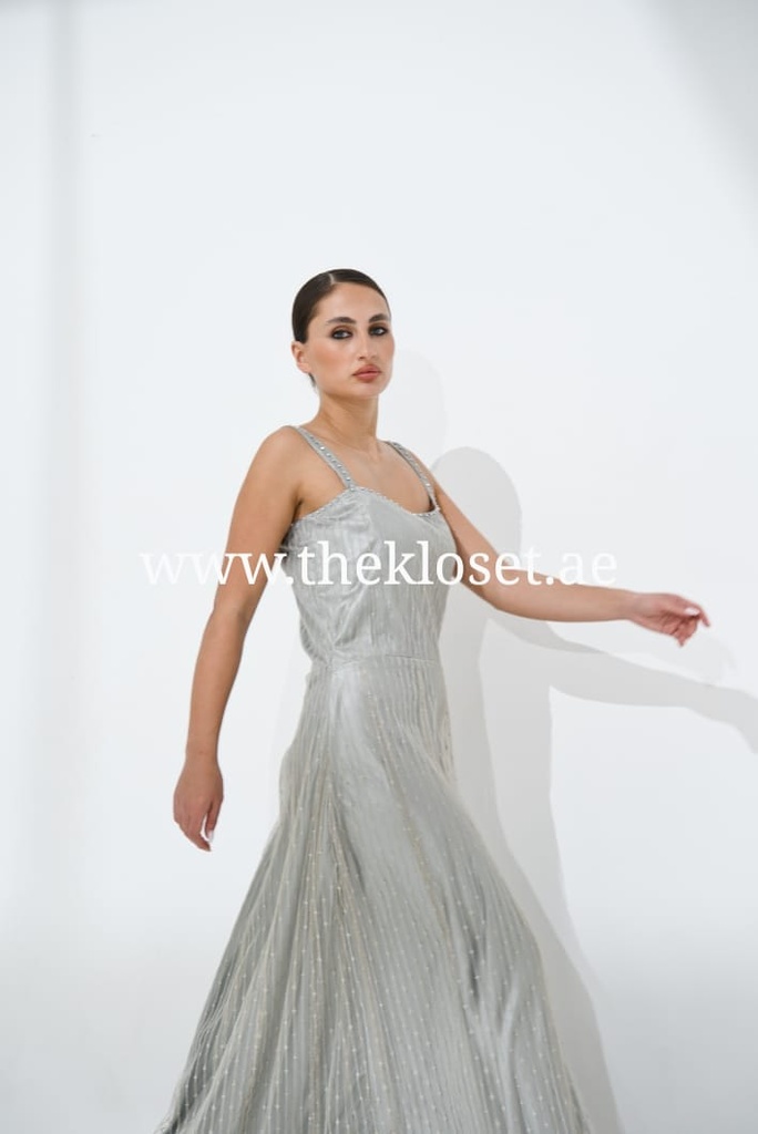 Silver Grey Chic Sleeveless Maxi Dress 