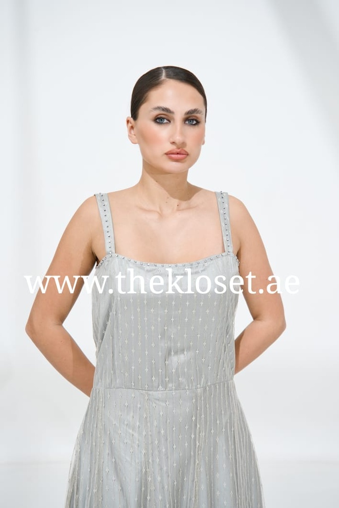Silver Grey Chic Sleeveless Maxi Dress 