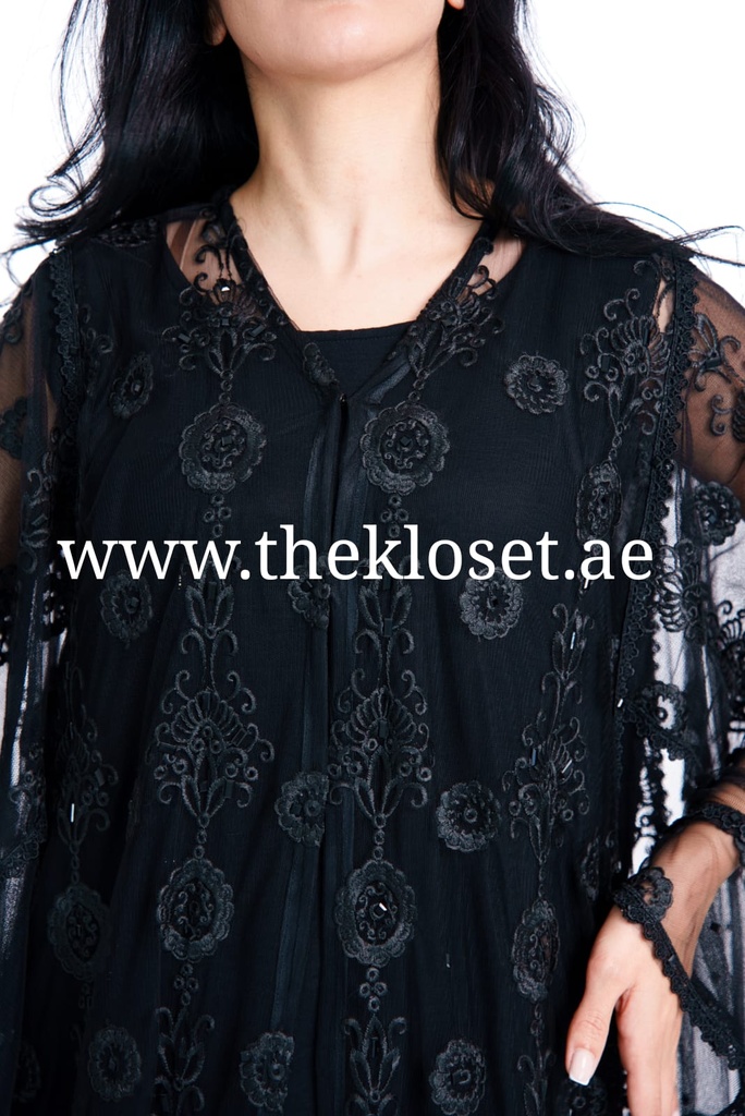 Elegant Black Lace Abaya
