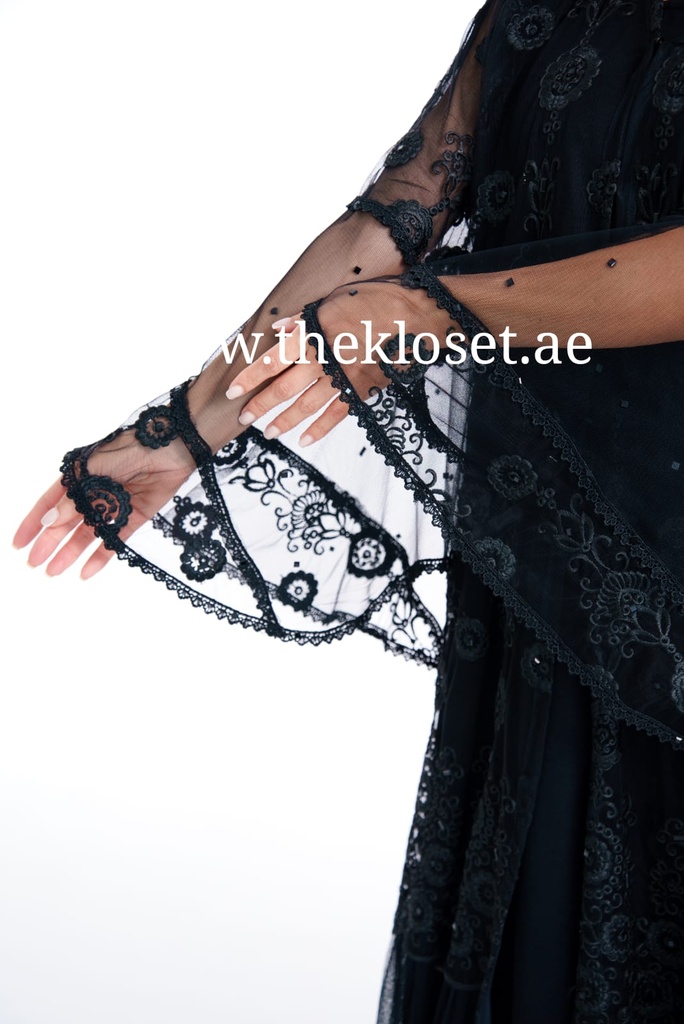 Elegant Black Lace Abaya