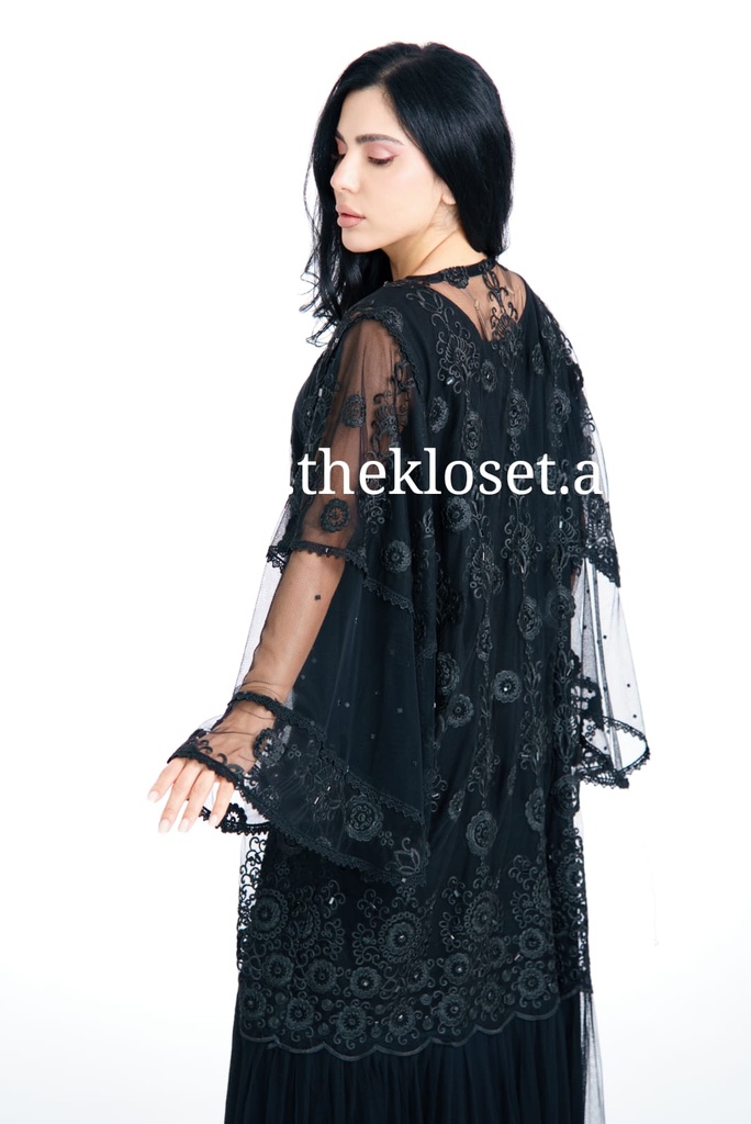 Elegant Black Lace Abaya