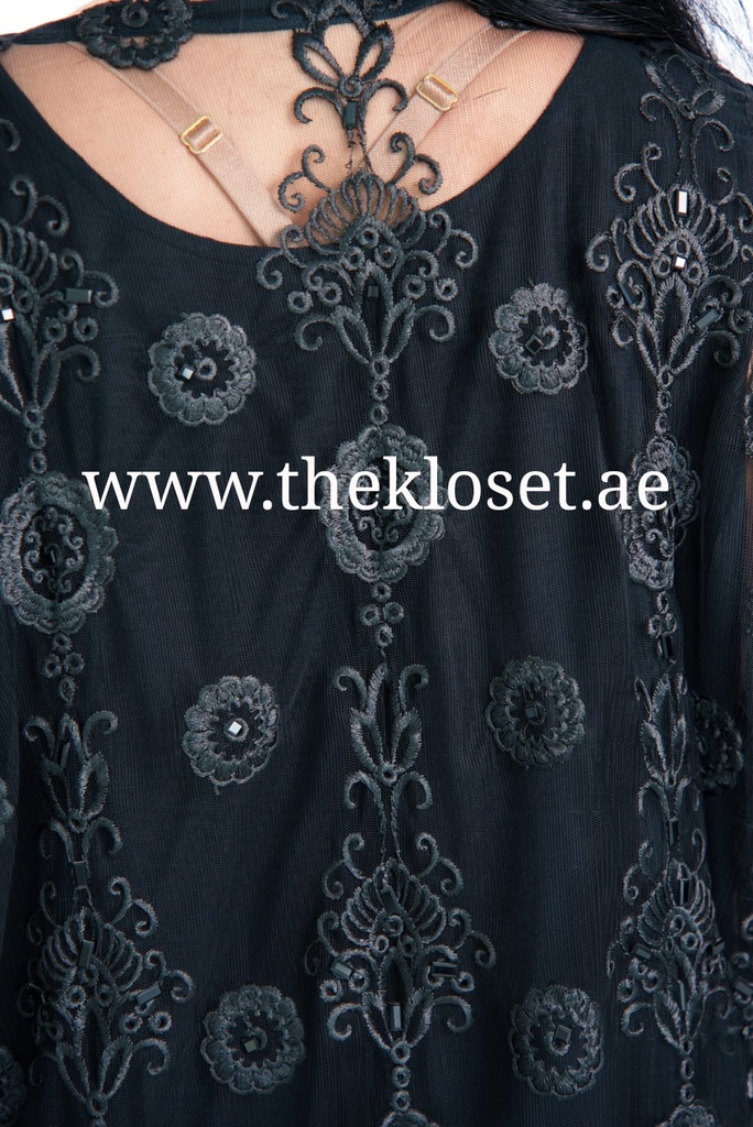 Elegant Black Lace Abaya