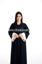 Silky black with beige cuffs Abaya