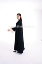 Silky black with beige cuffs Abaya