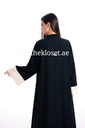 Silky black with beige cuffs Abaya