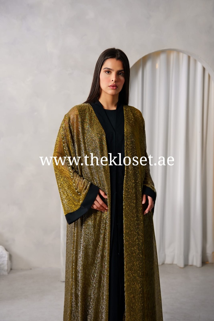 Pearls Golden black Abaya