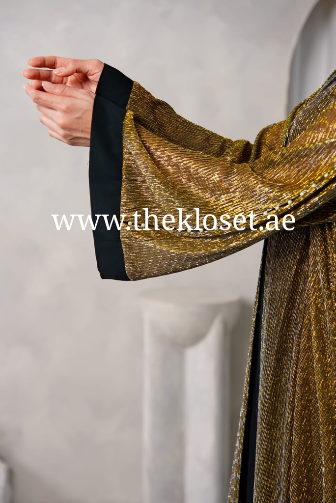 Pearls Golden black Abaya