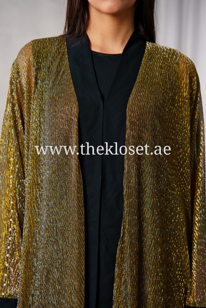 Pearls Golden black Abaya