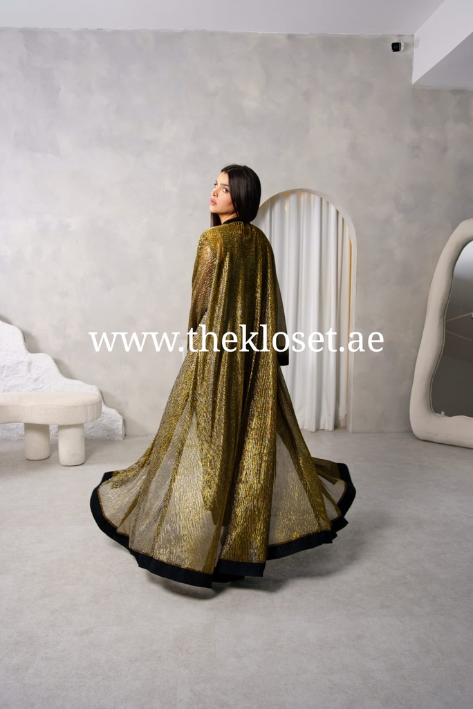 Pearls Golden black Abaya