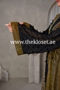 Golden & black ruffles sheer Abaya
