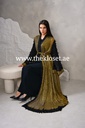 Golden & black ruffles sheer Abaya
