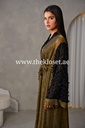 Golden & black ruffles sheer Abaya