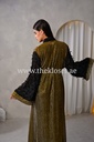 Golden & black ruffles sheer Abaya