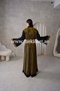 Golden & black ruffles sheer Abaya