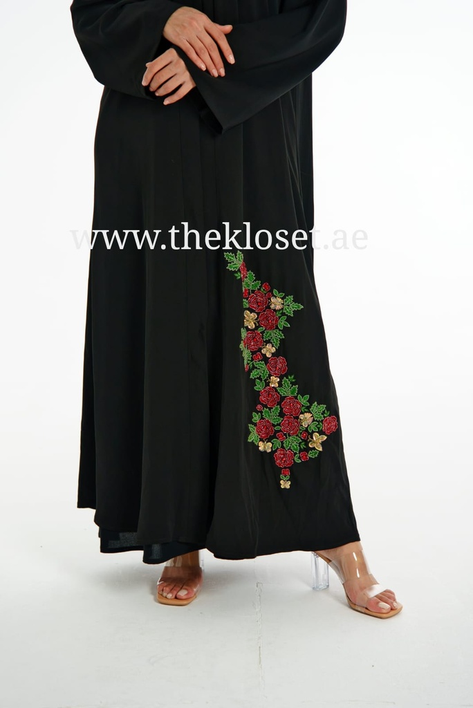 Beaded floral black Abaya