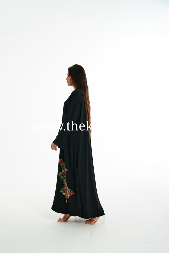 Beaded floral black Abaya