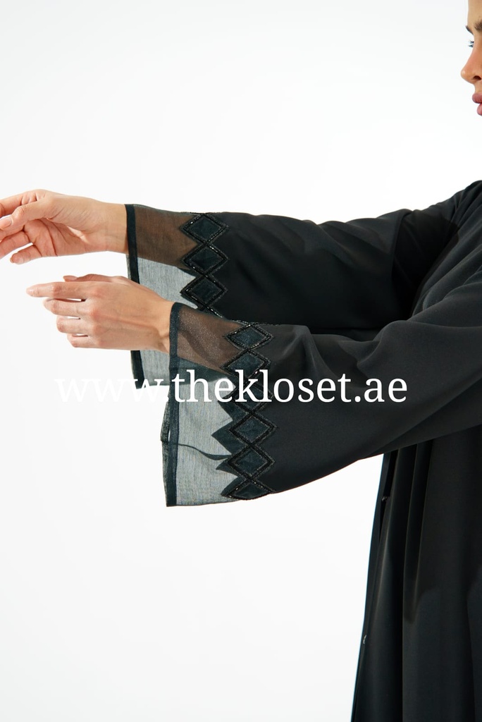 Black Abaya With Beaded Design