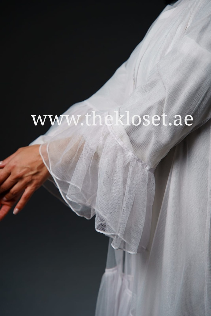 White sheer mesh Abaya