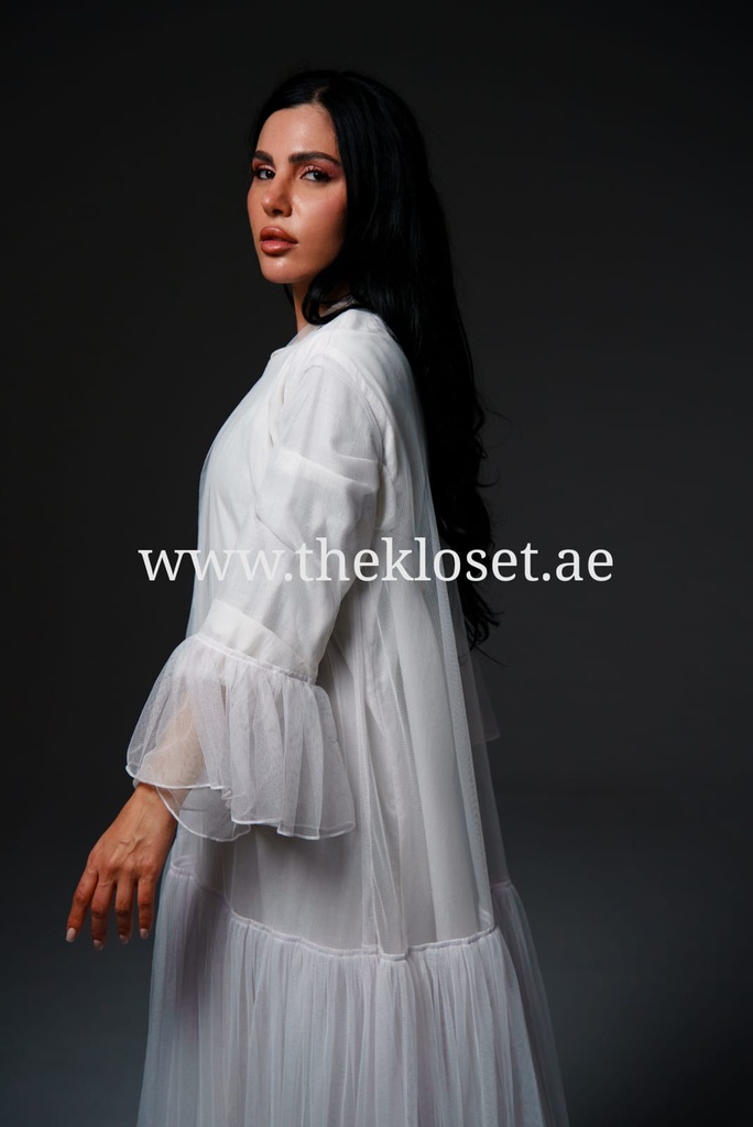 White sheer mesh Abaya