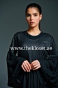 Two fabrics Plain closed black Abaya