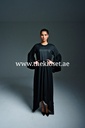 Two fabrics Plain closed black Abaya