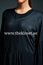 Two fabrics Plain closed black Abaya