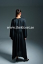Two fabrics Plain closed black Abaya