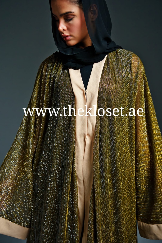 Golden Beige belted Abaya