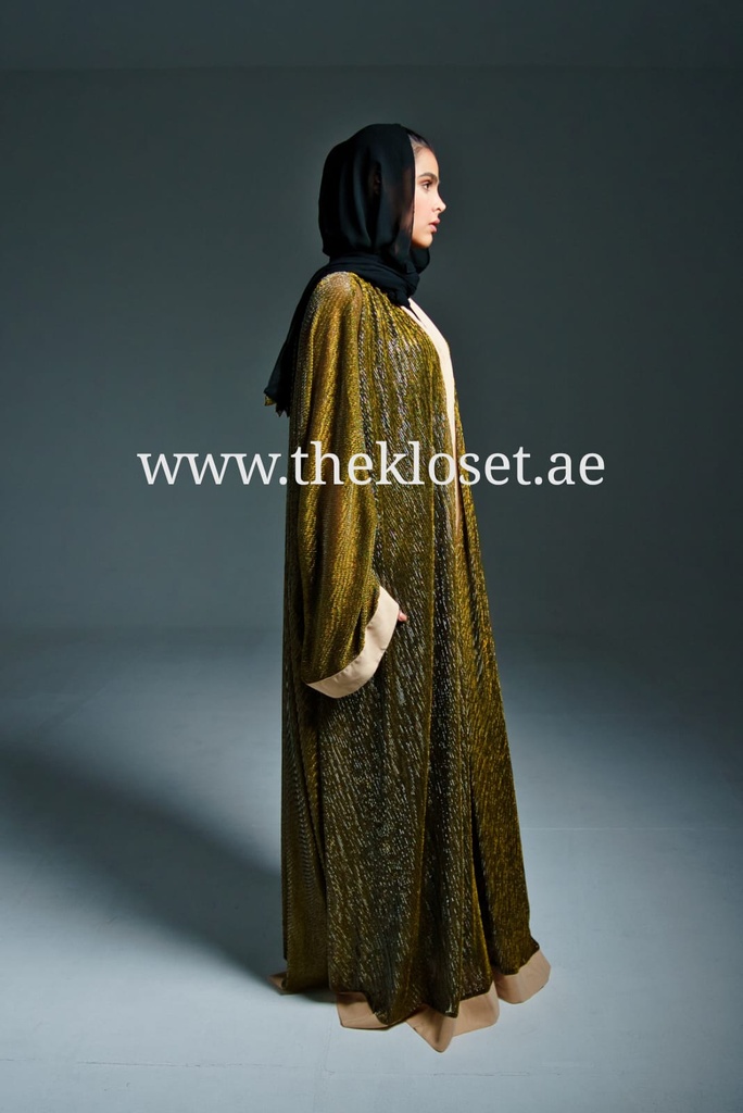 Golden Beige belted Abaya