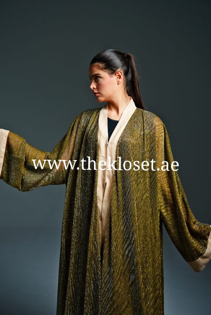 Golden Beige belted Abaya