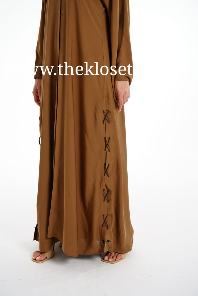 Leather lacing brown Abaya
