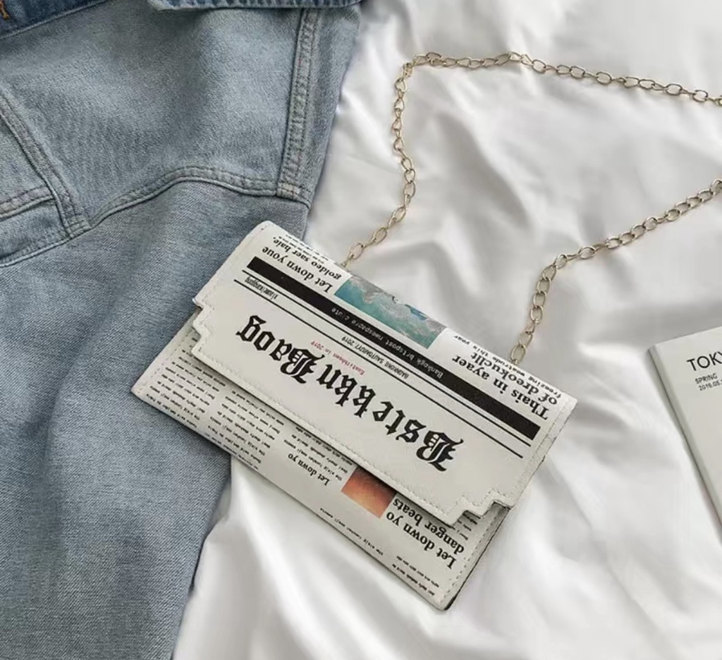 Vintage Newspaper Shaped Novelty Bag