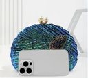 Sequins Peacock Design Clutch